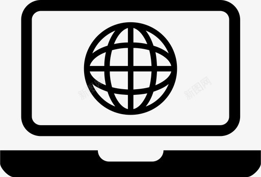 笔记本电脑浏览器地球仪图标图标