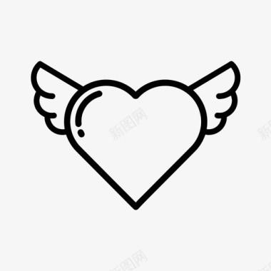 翅膀的心心天使飞翔图标图标