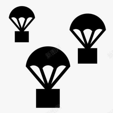 降落伞包装空运快递图标图标