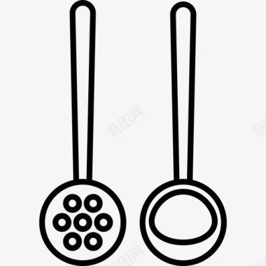 撇渣器和勺子餐厅图标图标