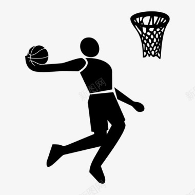 创意篮球运动员篮球运动员扣篮跳投图标图标