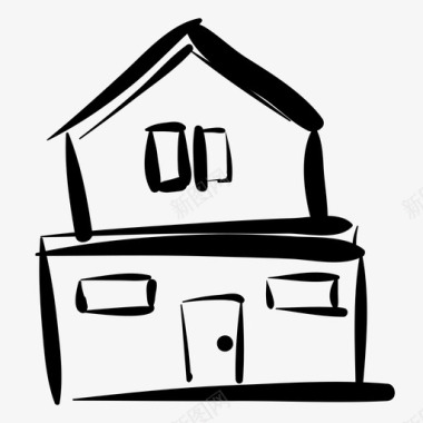 房屋建筑手绘图标图标