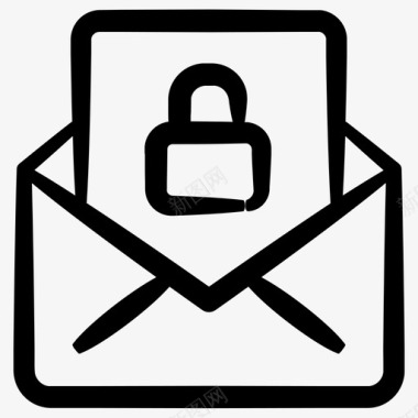 电子邮件锁安全墨水安全卷3图标图标