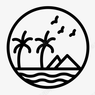 一颗椰树自然椰树山脉图标图标