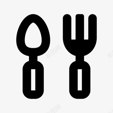 勺子和叉子盘子吃的图标图标