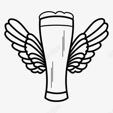 一杯啤酒酒精天使之翼图标图标
