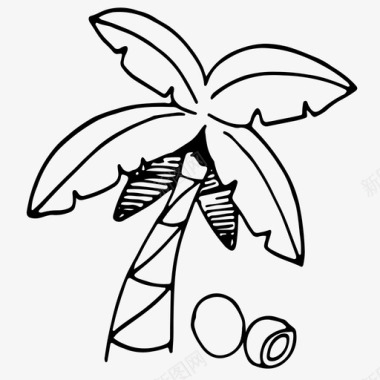 棕榈椰子树叶图标图标