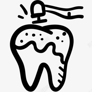 涂鸦背景动作龋齿牙齿口腔卫生图标图标