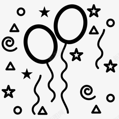五彩气球生日庆祝图标图标