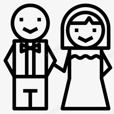 夫妇新婚夫妇新娘新郎图标图标