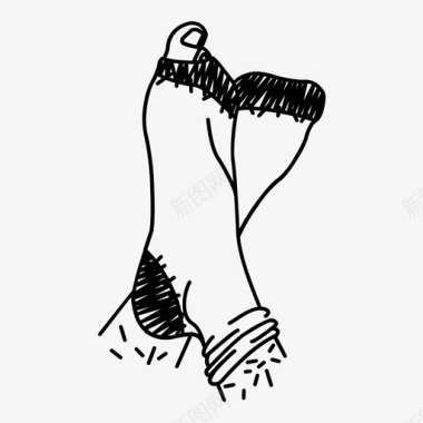 破袜子脚手绘图标图标