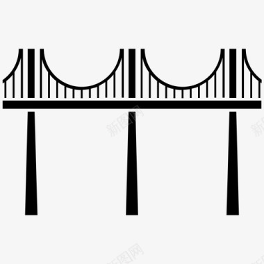 桥梁跨越悬挂图标图标