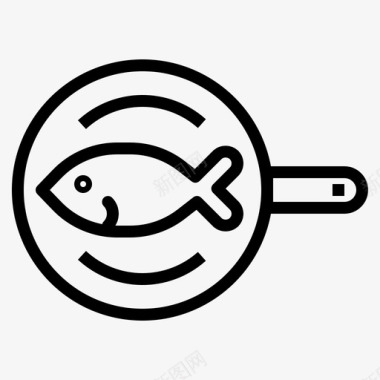 平底锅鱼野营烹饪图标图标