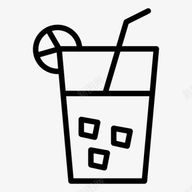 夏日饮料矢量图玻璃饮料冰图标图标