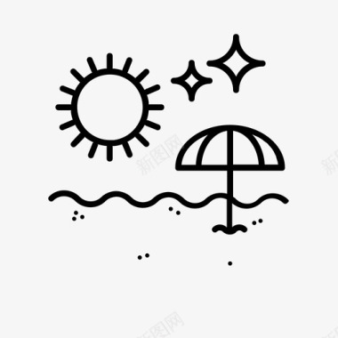 沙滩夏日阳光图标图标