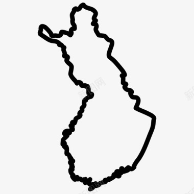 芬兰地图欧洲国家地图薄图标图标