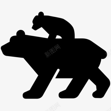 熊与幼崽动物森林图标图标