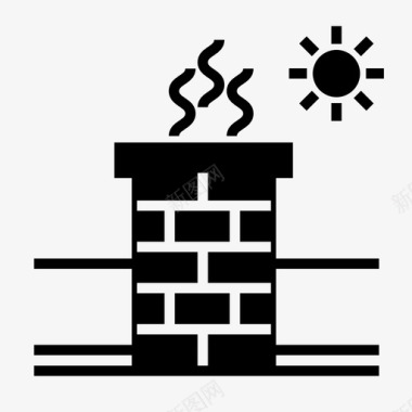 坡屋顶烟囱烟囱清扫器壁炉图标图标
