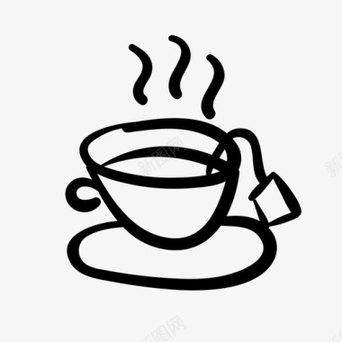 茶杯配茶包下午茶饮用图标图标