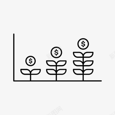 萌芽海报增长货币金融图标图标