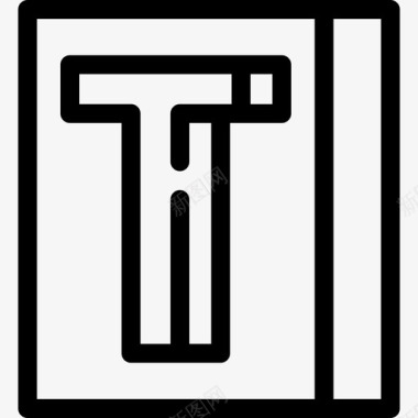 矩形上的字母T印刷体线形图标图标