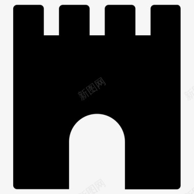 古代城堡桥梁城堡古代建筑图标图标