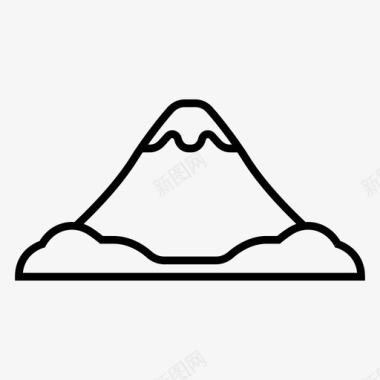 矢量条纹背景富士山山水自然图标图标