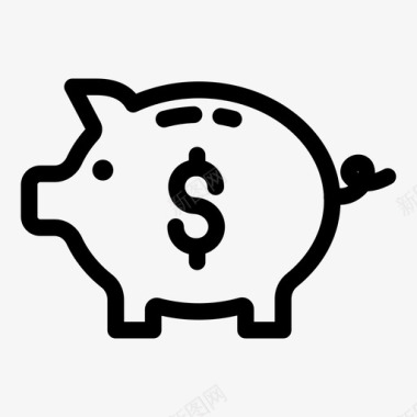 小猪钱箱银行美元图标图标
