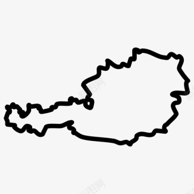 奥地利地图欧洲国家地图薄图标图标