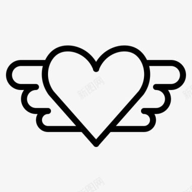 有翅膀的心爱情人节图标图标