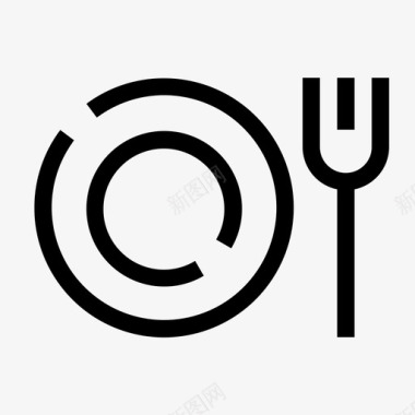 盘子和叉子晚餐午餐图标图标