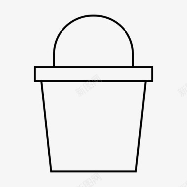 水桶垃圾桶野餐线图标图标