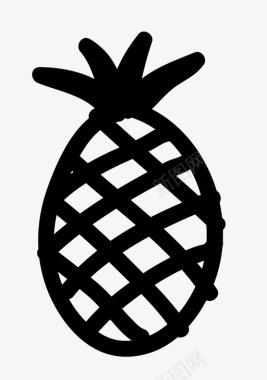 手绘素材菠萝食品水果图标图标