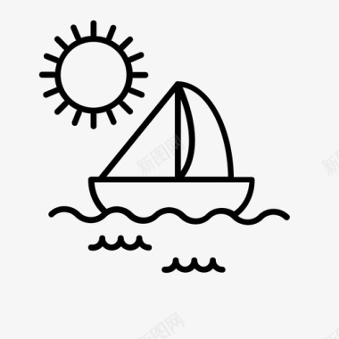 帆船轮船阳光图标图标
