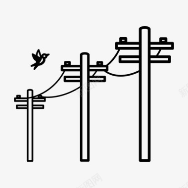 高压电线电线杆电线图标图标