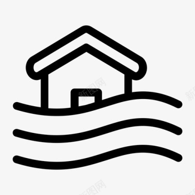 房子洪水水图标图标