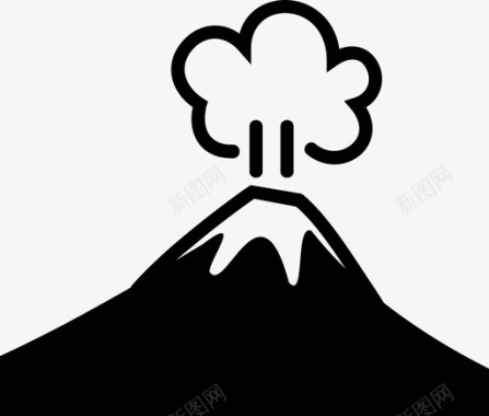 火山火山破坏山脉图标图标