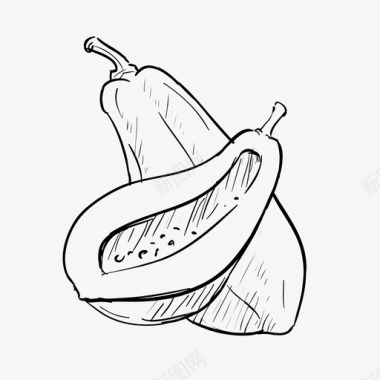 木瓜美味水果图标图标