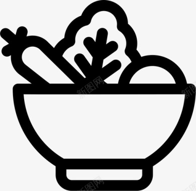 清淡食物碗胡萝卜图标图标