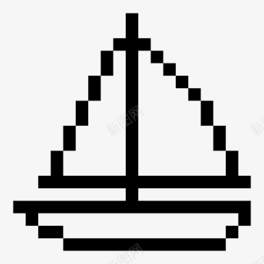 像素船帆船大海图标图标