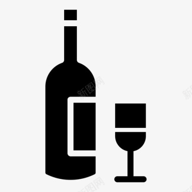 酒瓶酒杯葡萄酒酒瓶酒杯图标图标