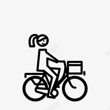 骑自行车的女孩自行车青少年图标图标