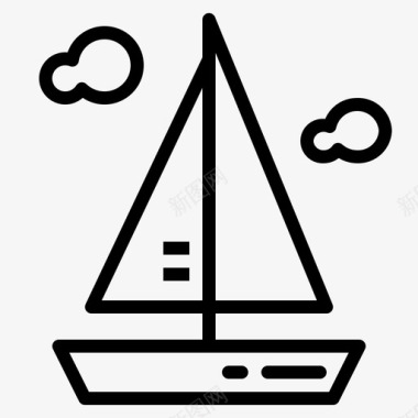 帆船小船运动图标图标