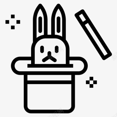 魔术师帽子兔子魔术图标图标