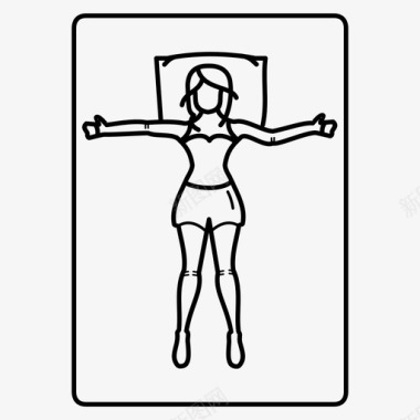 女人睡觉姿势海星图标图标