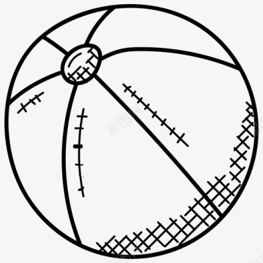 沙滩球充气球体育涂鸦图标图标