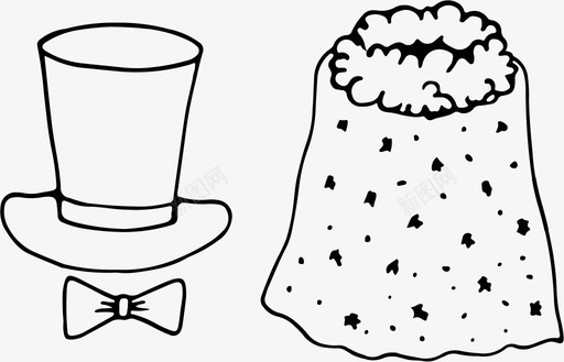 帽子和面纱庆祝家庭图标图标