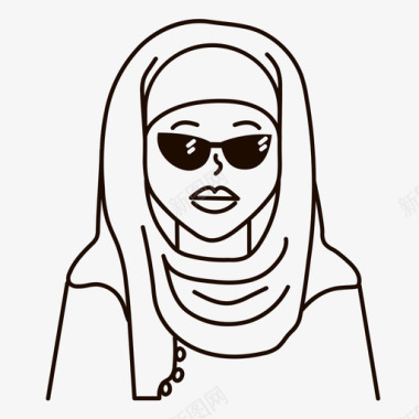 穆斯林妇女阿拉伯语头巾图标图标