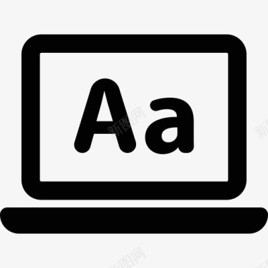 字母A显示在笔记本电脑屏幕电脑响应网络上图标图标
