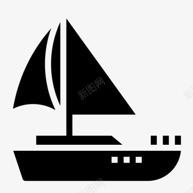 水墨帆船大海船图标图标